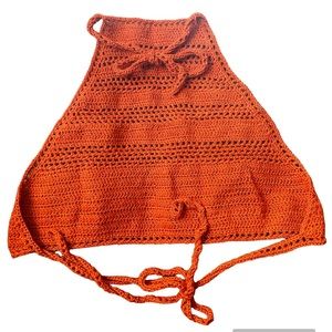 Hand made one of a kind high neck crochet halter top